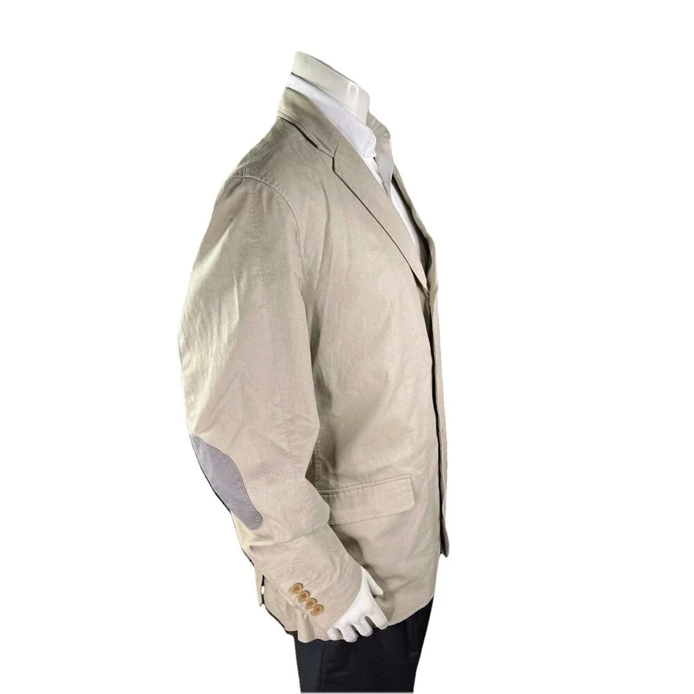 Tasso Elba Fitted Men XL Elbow Patch Linen Cotton Casual Summer Jacket Safari